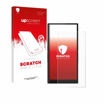 Face avant d’un emballage produit avec le logo de la marque upscreen. À côté, l’appareil Hiby R6 Pro II (2e Gen.) est représen