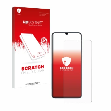Face avant d’un emballage produit avec le logo de la marque upscreen. À côté, l’appareil ZTE Blade V50 Vita est représenté ave