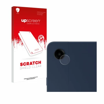 Face avant d’un emballage produit avec le logo de la marque upscreen. À côté, l’appareil Samsung Galaxy Tab A9 Plus WiFi (Camé
