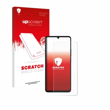 Face avant d’un emballage produit avec le logo de la marque upscreen. À côté, l’appareil Xiaomi Poco X6 Pro est représenté ave