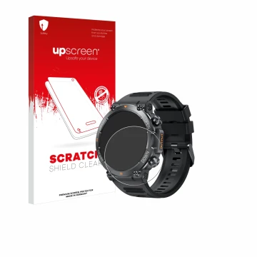 Face avant d’un emballage produit avec le logo de la marque upscreen. À côté, l’appareil GaWear K56-PRO 1.39