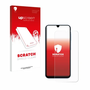 Face avant d’un emballage produit avec le logo de la marque upscreen. À côté, l’appareil Samsung Galaxy A15 5G est représenté 