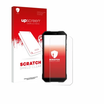 Face avant d’un emballage produit avec le logo de la marque upscreen. À côté, l’appareil Doogee S61 Pro est représenté avec la