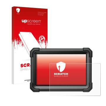 Face avant d’un emballage produit avec le logo de la marque upscreen. À côté, l’appareil Launch X-431 Pro3 Apex est représenté