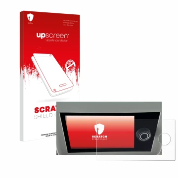 Face avant d’un emballage produit avec le logo de la marque upscreen. À côté, l’appareil Volkswagen California 6.1 est représe