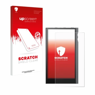 Face avant d’un emballage produit avec le logo de la marque upscreen. À côté, l’appareil Astell&Kern Kann Ultra est représenté
