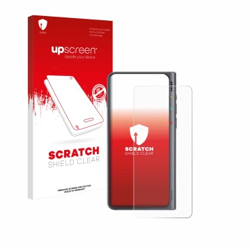 Face avant d’un emballage produit avec le logo de la marque upscreen. À côté, l’appareil Timekettle Fluentalk T1 est représent