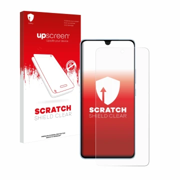 Face avant d’un emballage produit avec le logo de la marque upscreen. À côté, l’appareil Vivo iQOO Neo 9 Pro est représenté av