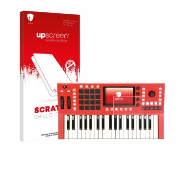 Face avant d’un emballage produit avec le logo de la marque upscreen. À côté, l’appareil Akai Professional MPC Key 37 est repr