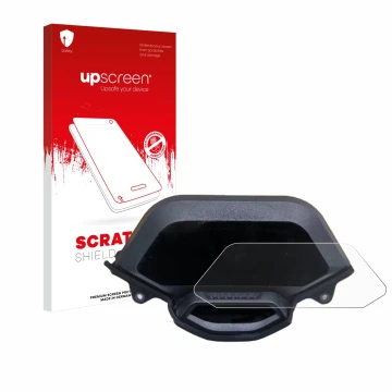 Face avant d’un emballage produit avec le logo de la marque upscreen. À côté, l’appareil Segway Ninebot GT1 est représenté ave