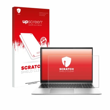 Face avant d’un emballage produit avec le logo de la marque upscreen. À côté, l’appareil HP EliteBook 865 G10 est représenté a