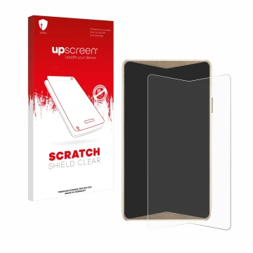 Face avant d’un emballage produit avec le logo de la marque upscreen. À côté, l’appareil ELLIPAL Titan 2.0 Cold Wallet est rep