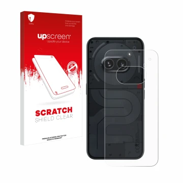 Face avant d’un emballage produit avec le logo de la marque upscreen. À côté, l’appareil Nothing Phone (2a) (Arrière) est repr