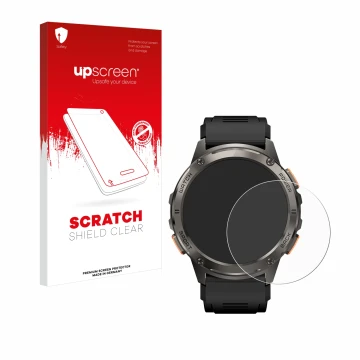 Face avant d’un emballage produit avec le logo de la marque upscreen. À côté, l’appareil Kospet Tank T3 est représenté avec la