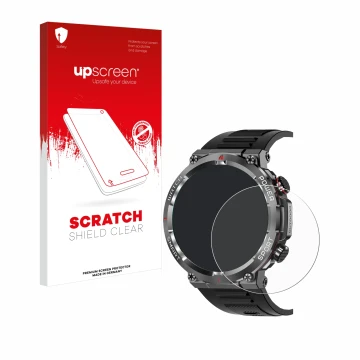 Face avant d’un emballage produit avec le logo de la marque upscreen. À côté, l’appareil Iowodo W50 1.39