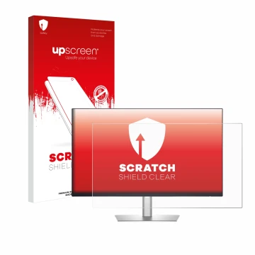 Face avant d’un emballage produit avec le logo de la marque upscreen. À côté, l’appareil Dell Professional P2425H est représen