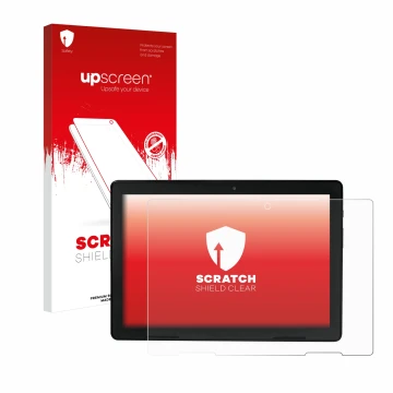 Face avant d’un emballage produit avec le logo de la marque upscreen. À côté, l’appareil MEDION E10900 10