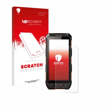 Face avant d’un emballage produit avec le logo de la marque upscreen. À côté, l’appareil iDTronic C9 RED est représenté avec l