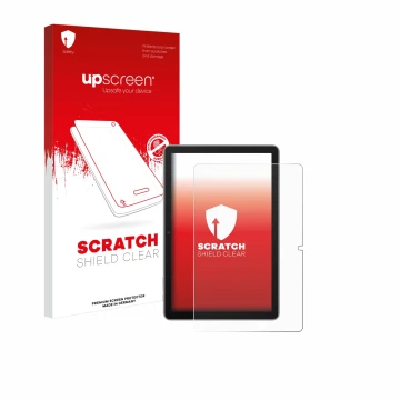 Face avant d’un emballage produit avec le logo de la marque upscreen. À côté, l’appareil Blackview Tab 70 est représenté avec 