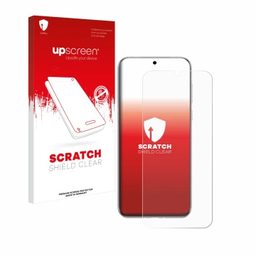 Face avant d’un emballage produit avec le logo de la marque upscreen. À côté, l’appareil Huawei Pura 70 Ultra est représenté a