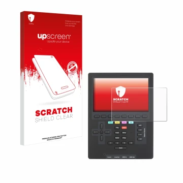 Face avant d’un emballage produit avec le logo de la marque upscreen. À côté, l’appareil Polyend Tracker Mini est représenté a