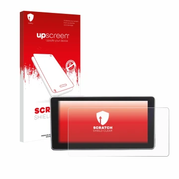 Face avant d’un emballage produit avec le logo de la marque upscreen. À côté, l’appareil Audi A4 B9 2016 MMI 8