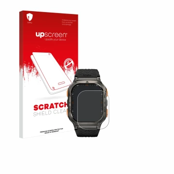 Face avant d’un emballage produit avec le logo de la marque upscreen. À côté, l’appareil Kospet Tank M3 Ultra est représenté a