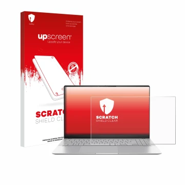 Face avant d’un emballage produit avec le logo de la marque upscreen. À côté, l’appareil ASUS Vivobook S 15 S5507 est représen