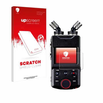 Face avant d’un emballage produit avec le logo de la marque upscreen. À côté, l’appareil Tascam Portacapture X6 est représenté