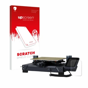 Face avant d’un emballage produit avec le logo de la marque upscreen. À côté, l’appareil Elegoo Neptun 4 est représenté avec l