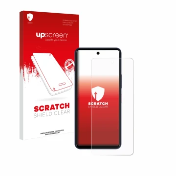 Face avant d’un emballage produit avec le logo de la marque upscreen. À côté, l’appareil Telekom T Phone 2 Pro est représenté 