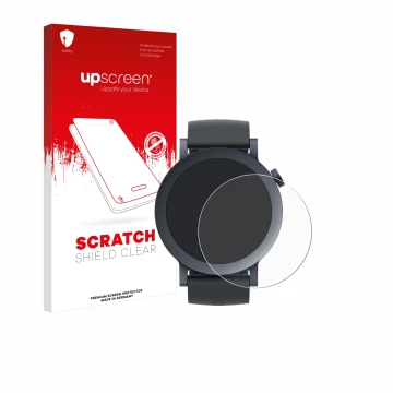Face avant d’un emballage produit avec le logo de la marque upscreen. À côté, l’appareil Nothing CMF Watch Pro 2 est représent