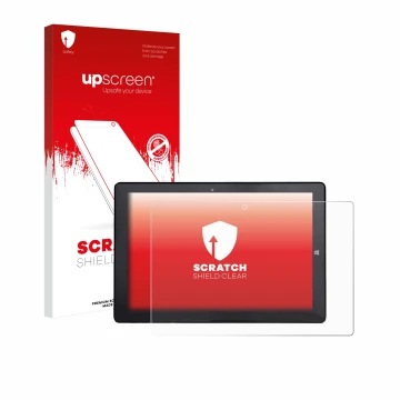 Face avant d’un emballage produit avec le logo de la marque upscreen. À côté, l’appareil Awow AiBook 10 est représenté avec la