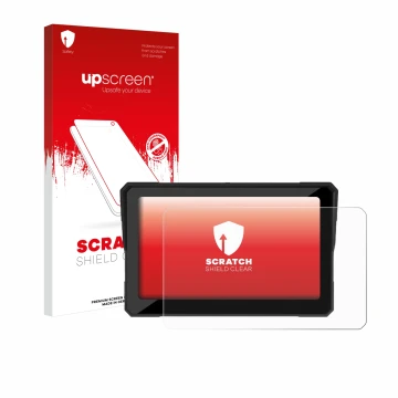 Face avant d’un emballage produit avec le logo de la marque upscreen. À côté, l’appareil Carpuride W702B 7