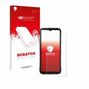 Face avant d’un emballage produit avec le logo de la marque upscreen. À côté, l’appareil Doogee Blade 10 Ultra est représenté 