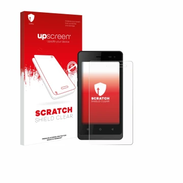 Face avant d’un emballage produit avec le logo de la marque upscreen. À côté, l’appareil Logicom Wave 2 est représenté avec la