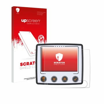 Face avant d’un emballage produit avec le logo de la marque upscreen. À côté, l’appareil Skytraxx 5 Mini est représenté avec l
