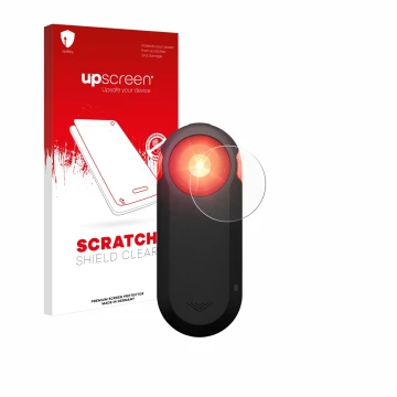 Face avant d’un emballage produit avec le logo de la marque upscreen. À côté, l’appareil Garmin Varia RTL516 est représenté av