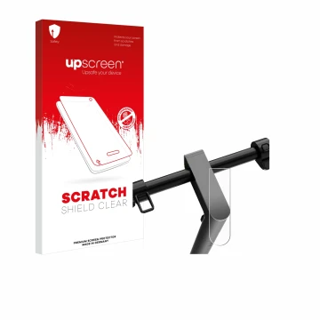 Face avant d’un emballage produit avec le logo de la marque upscreen. À côté, l’appareil Navee S65 est représenté avec la prot