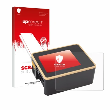 Face avant d’un emballage produit avec le logo de la marque upscreen. À côté, l’appareil Junsi iCharger X6 est représenté avec