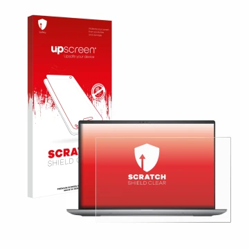Face avant d’un emballage produit avec le logo de la marque upscreen. À côté, l’appareil Dell Precision 5690 Workstation est r