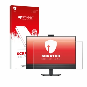 Face avant d’un emballage produit avec le logo de la marque upscreen. À côté, l’appareil Dell OptiPlex 7420 All-in-One est rep