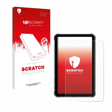 Face avant d’un emballage produit avec le logo de la marque upscreen. À côté, l’appareil Doogee R10 est représenté avec la pro
