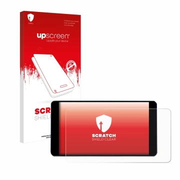 Face avant d’un emballage produit avec le logo de la marque upscreen. À côté, l’appareil Zontes 350E est représenté avec la pr