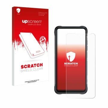 Face avant d’un emballage produit avec le logo de la marque upscreen. À côté, l’appareil GlobeXplorer GPX Pro 4 est représenté