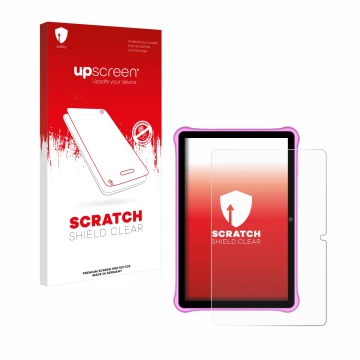 Face avant d’un emballage produit avec le logo de la marque upscreen. À côté, l’appareil Blackview Tab A7 Kids est représenté 