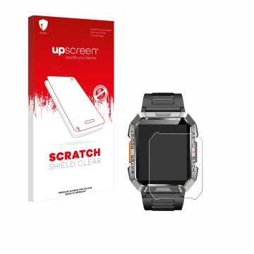 Face avant d’un emballage produit avec le logo de la marque upscreen. À côté, l’appareil Baolubao W60 est représenté avec la p