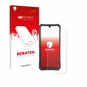 Face avant d’un emballage produit avec le logo de la marque upscreen. À côté, l’appareil Cubot King Kong Star 2 est représenté