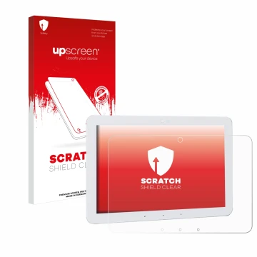 Face avant d’un emballage produit avec le logo de la marque upscreen. À côté, l’appareil Amazon Echo Hub 8