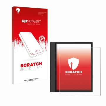 Face avant d’un emballage produit avec le logo de la marque upscreen. À côté, l’appareil Boox Note Air 4 C est représenté avec
